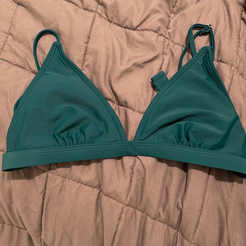 Turquoise triangle bikini top